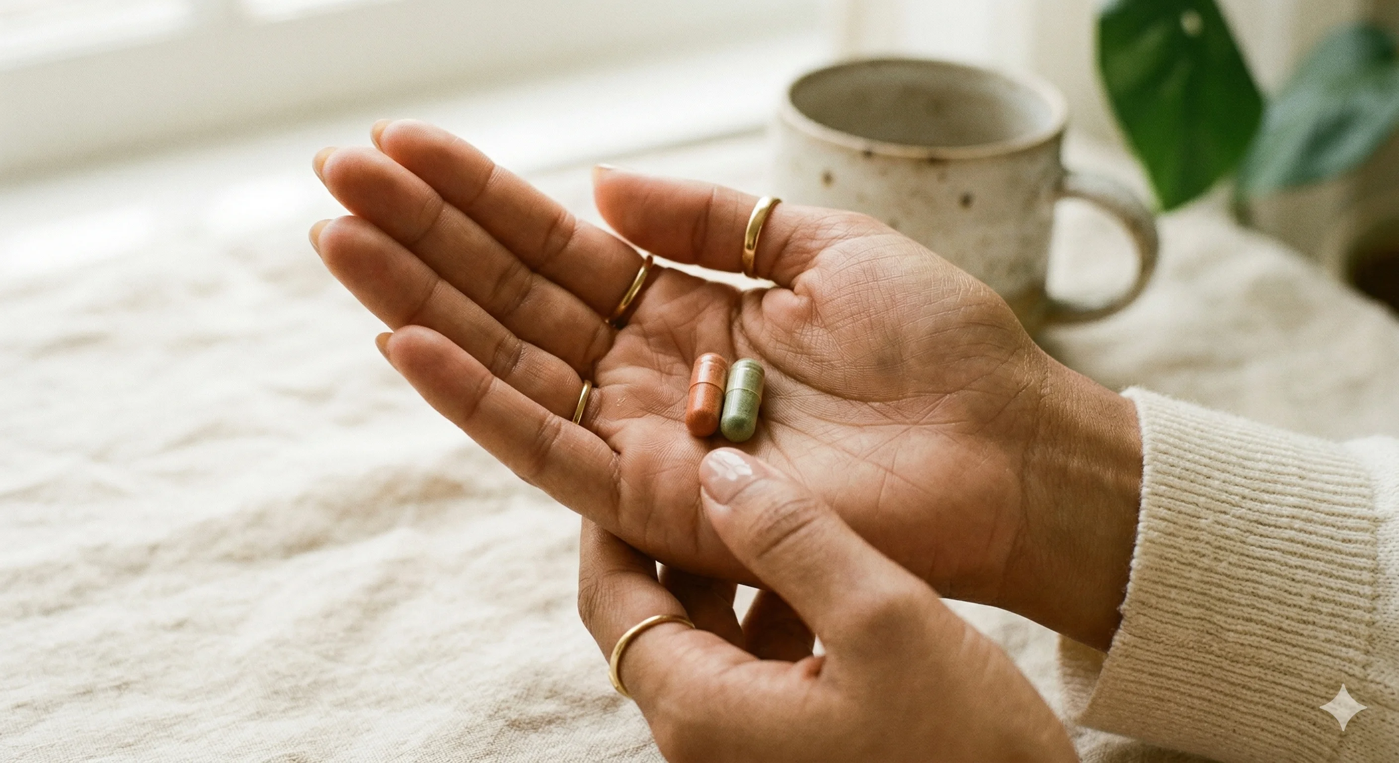 Manos sosteniendo capsulas Revva